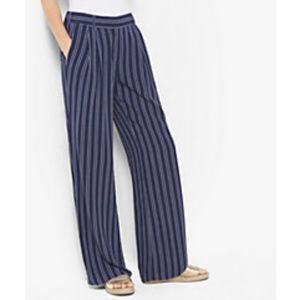 NWT Michael Kors Striped Wide Leg Pant in Navy